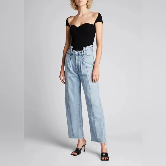 Agolde Pieced Angled Asymmetric High-Rise Organic-Cotton Denim Jeans size 26 - Picture 2 of 8